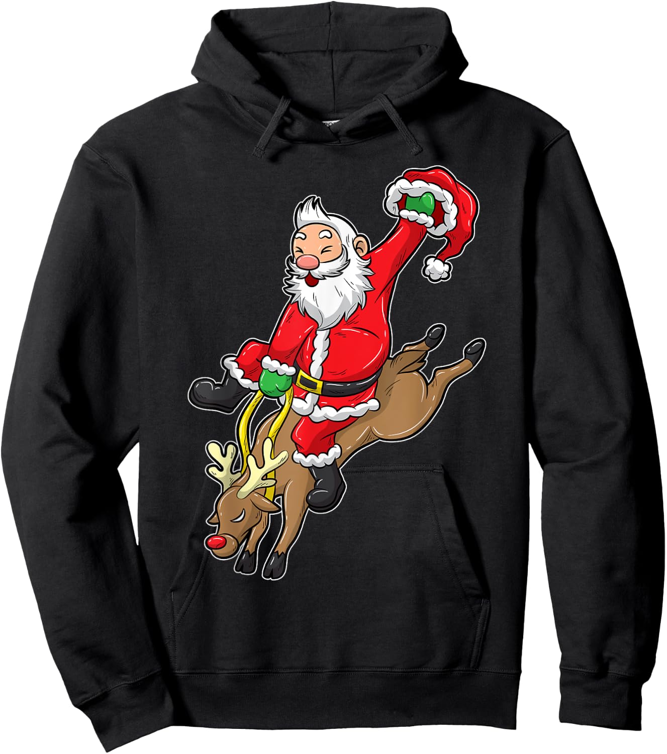 Cowboy Santa Xmas Reindeer Rodeo Christmas In Texas Hoodie - Hoodie | Black