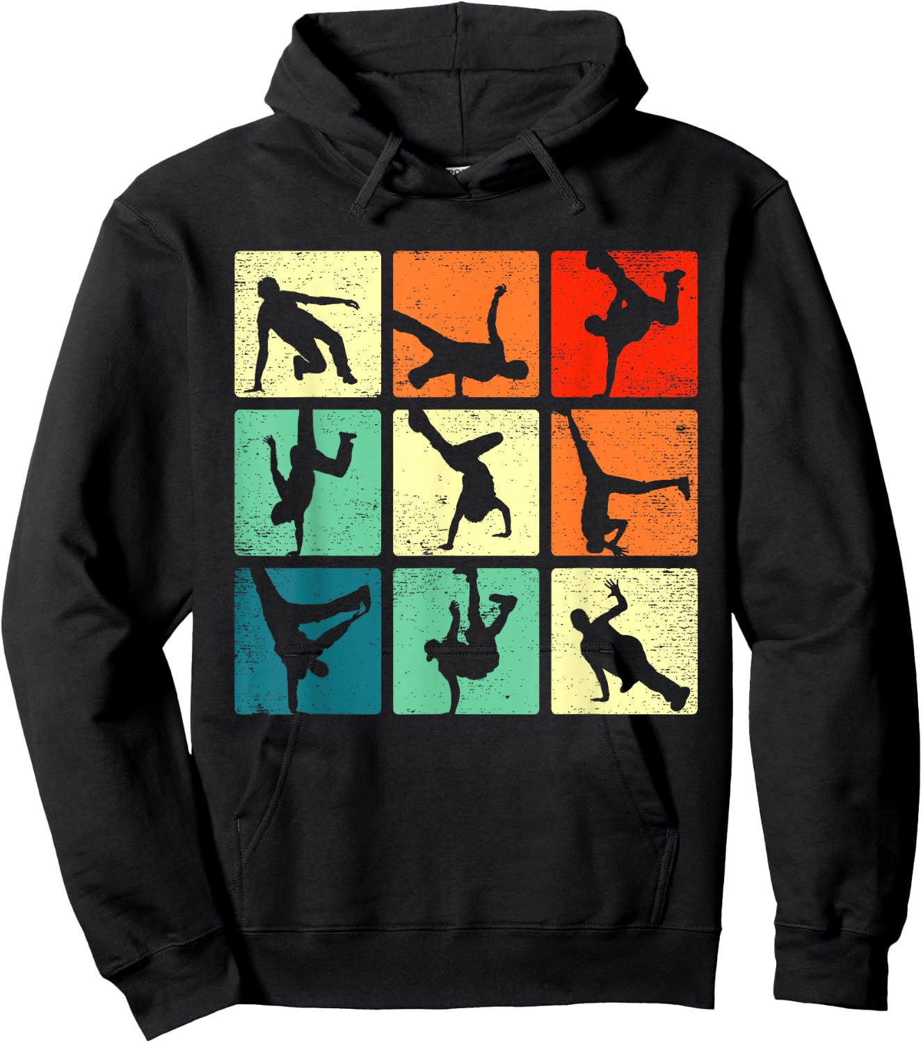Break Dancing Shirt Bboy Poses Retro Vintage Hip Hop Gift Hoodie - Hoodie | Black