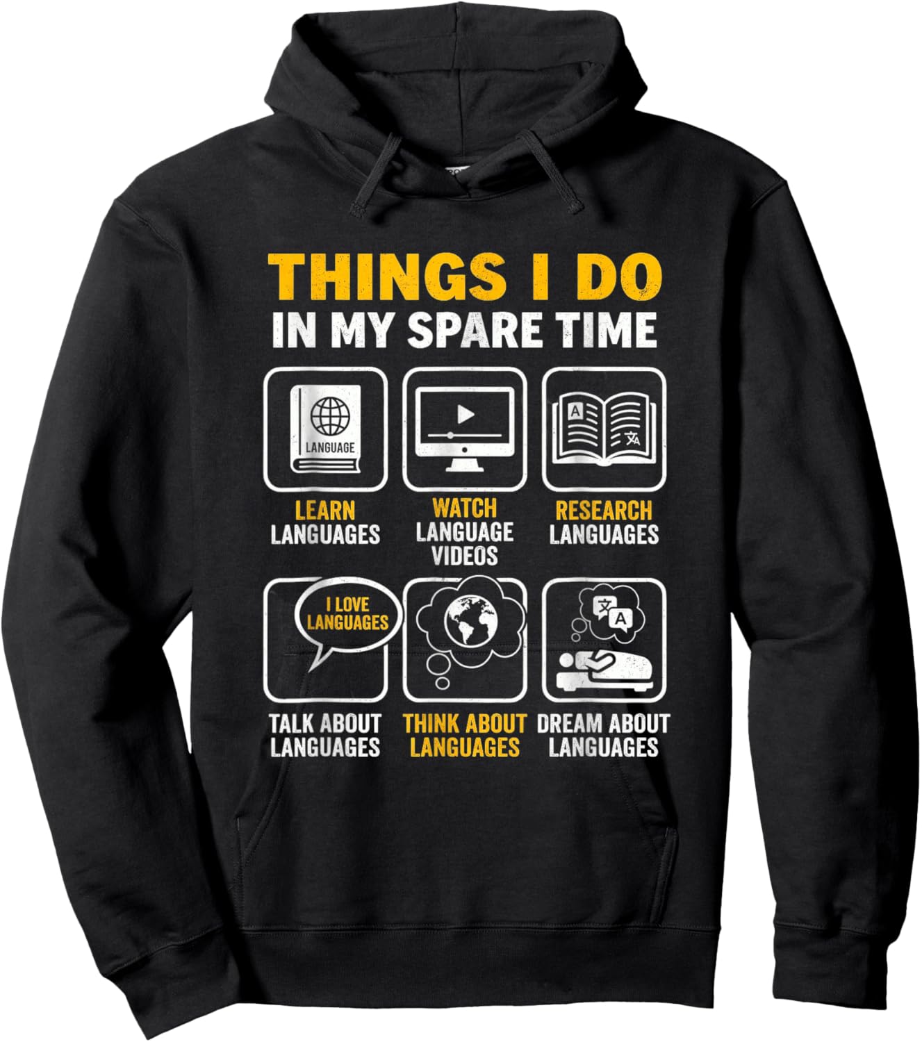 Things I Do in My Spare Time Polyglot Language Linguist Hoodie - Hoodie | Black