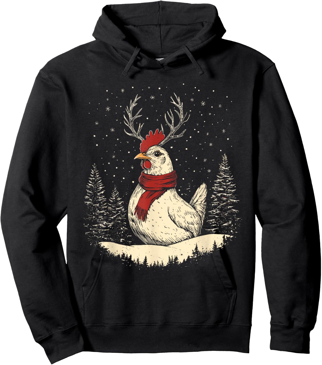 Chicken Reindeer Farmer Christmas Xmas Hoodie - Hoodie | Black