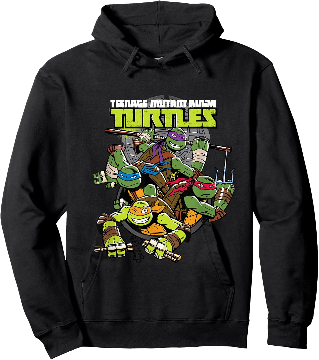TMNT Popping Out Of Sewer Hoodie - Hoodie | Black
