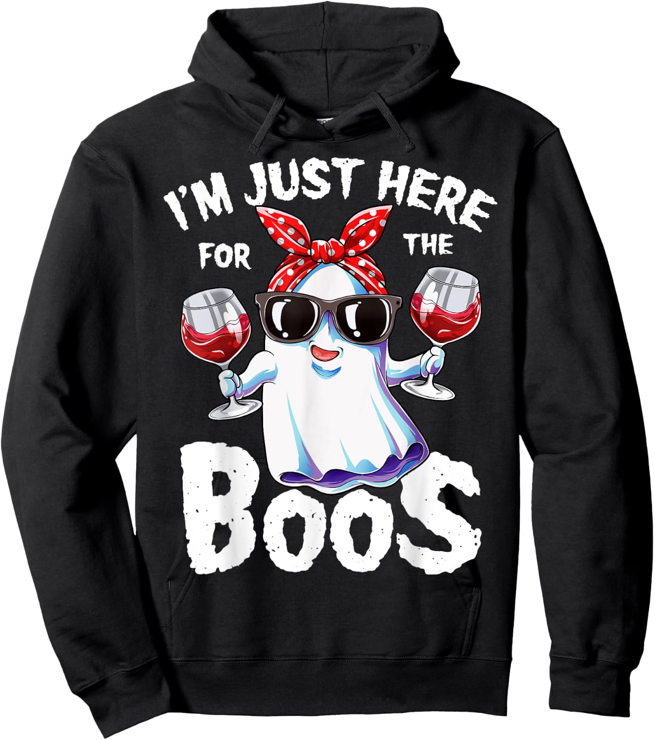 I'm Just Here For The Boos Halloween Women Ghost Cute Funny Hoodie - Hoodie | Black