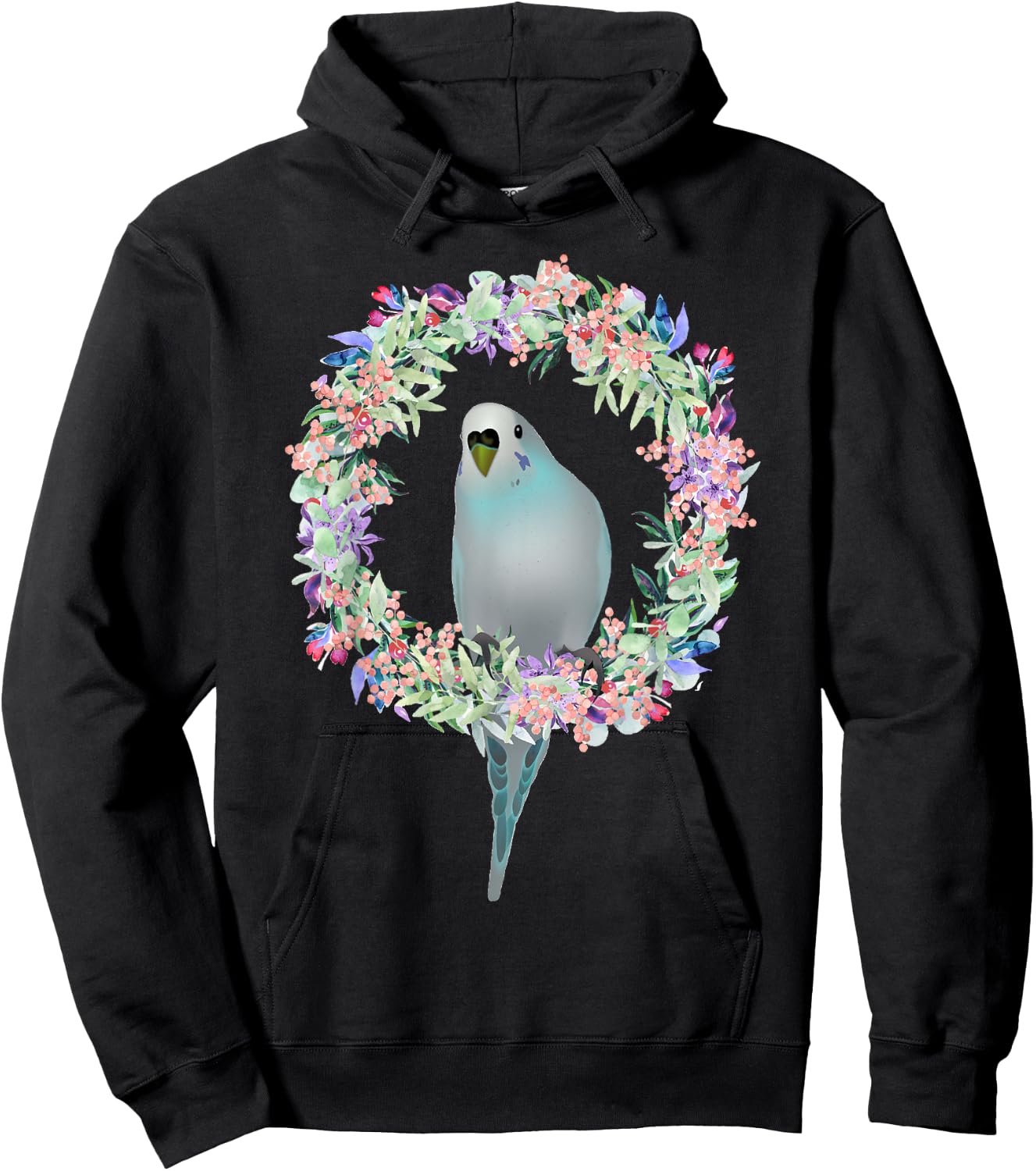 Cute budgies parakeet parrot and children Hoodie - Hoodie | Black