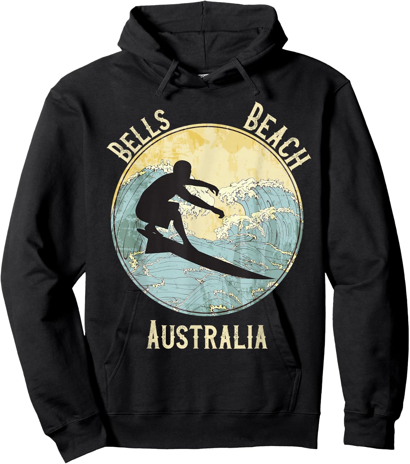 Bells Beach Australia Surfing Distressed Hoodie - Hoodie | Black