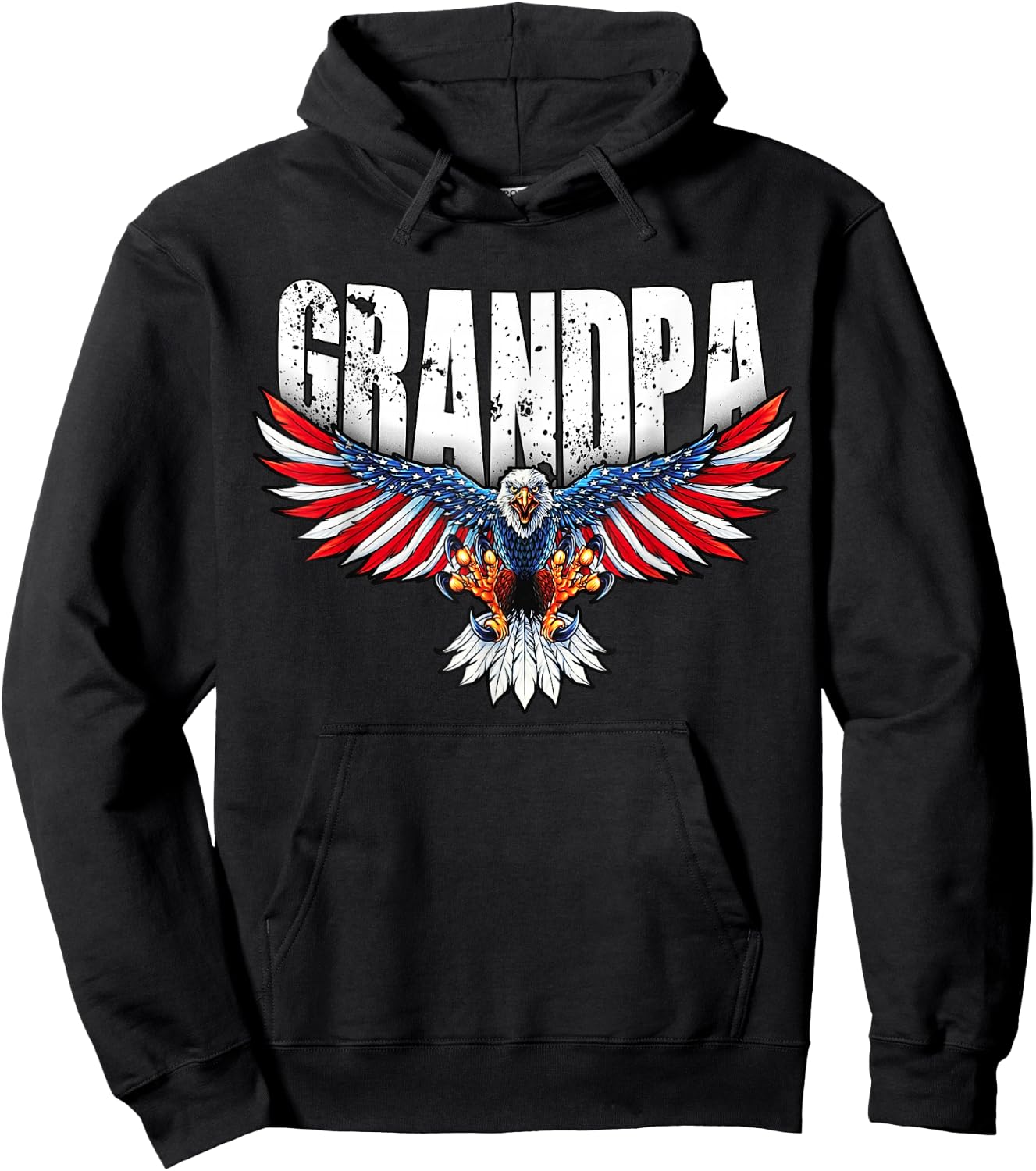 Grandpa Vintage USA Flag Bald Eagle Patriotic 4th of July Hoodie - Hoodie | Black