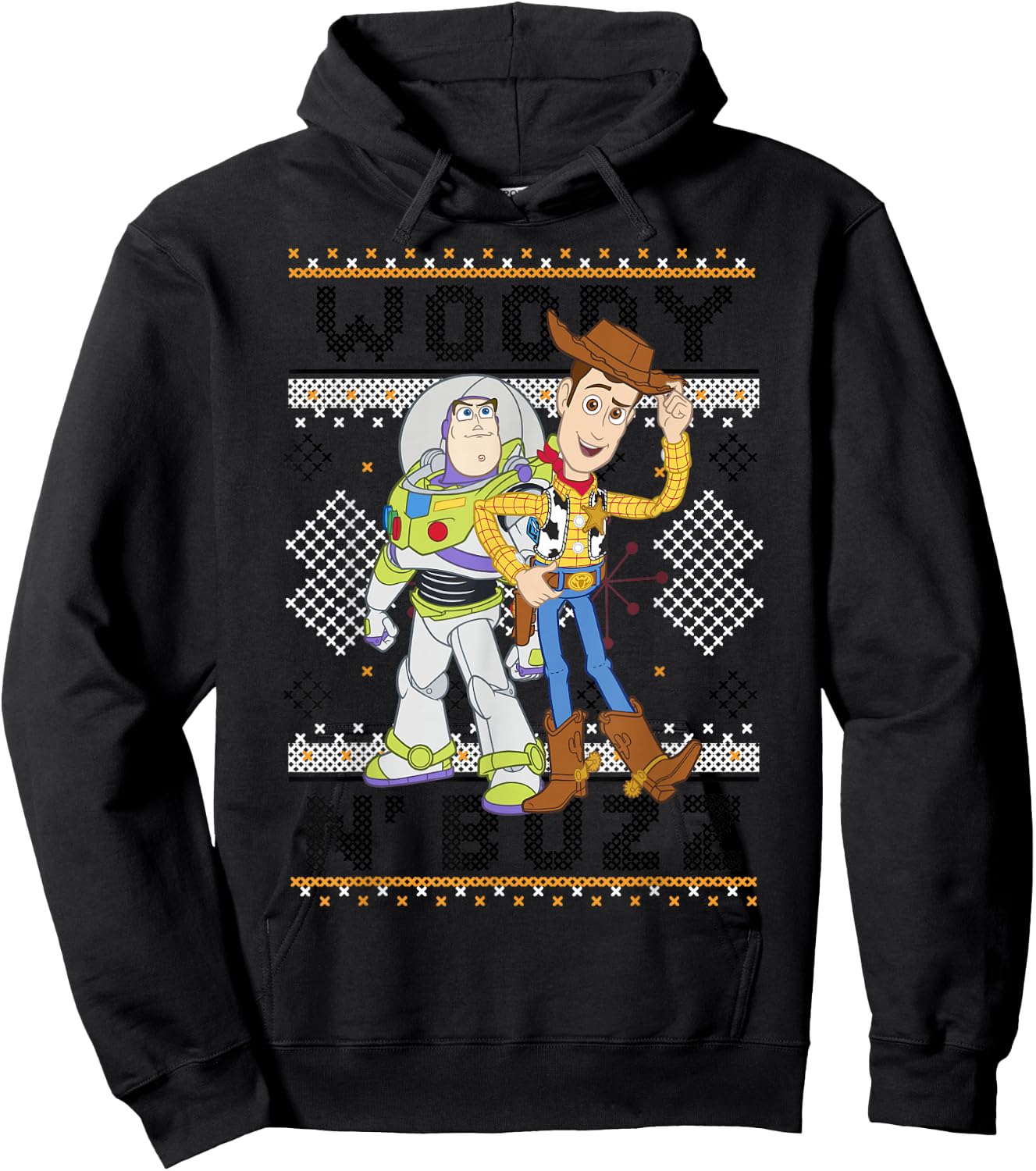Disney Pixar Toy Story Christmas Ugly Sweater Buzz & Woody Hoodie - Hoodie | Black