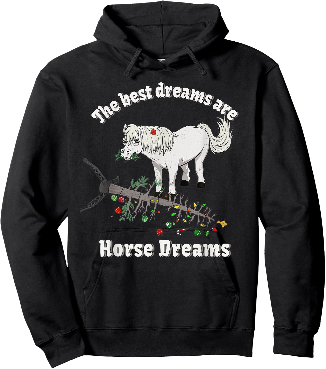 Icelandic Horse riding Shetland Pony Christmas Dreams Gift Hoodie - Hoodie | Black