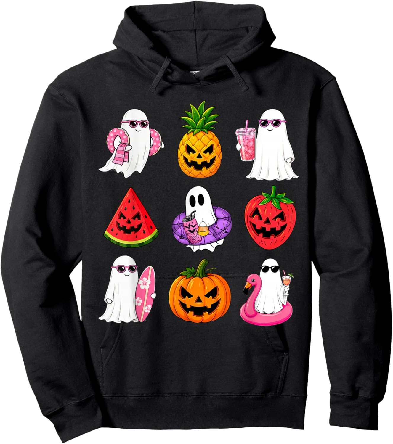 Funny Fruit Ghost Summer Spooky Vacation Beach Hawaiian Hoodie - Hoodie | Black