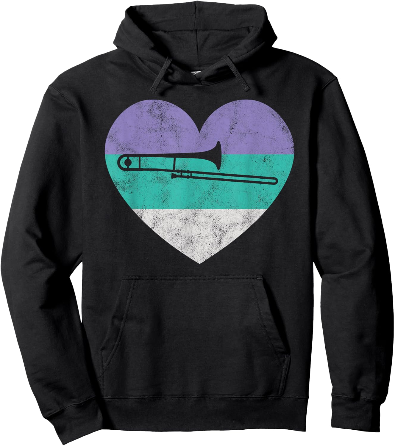 Trombone Gift Teens & Girls Retro Vintage Hoodie - Hoodie | Black
