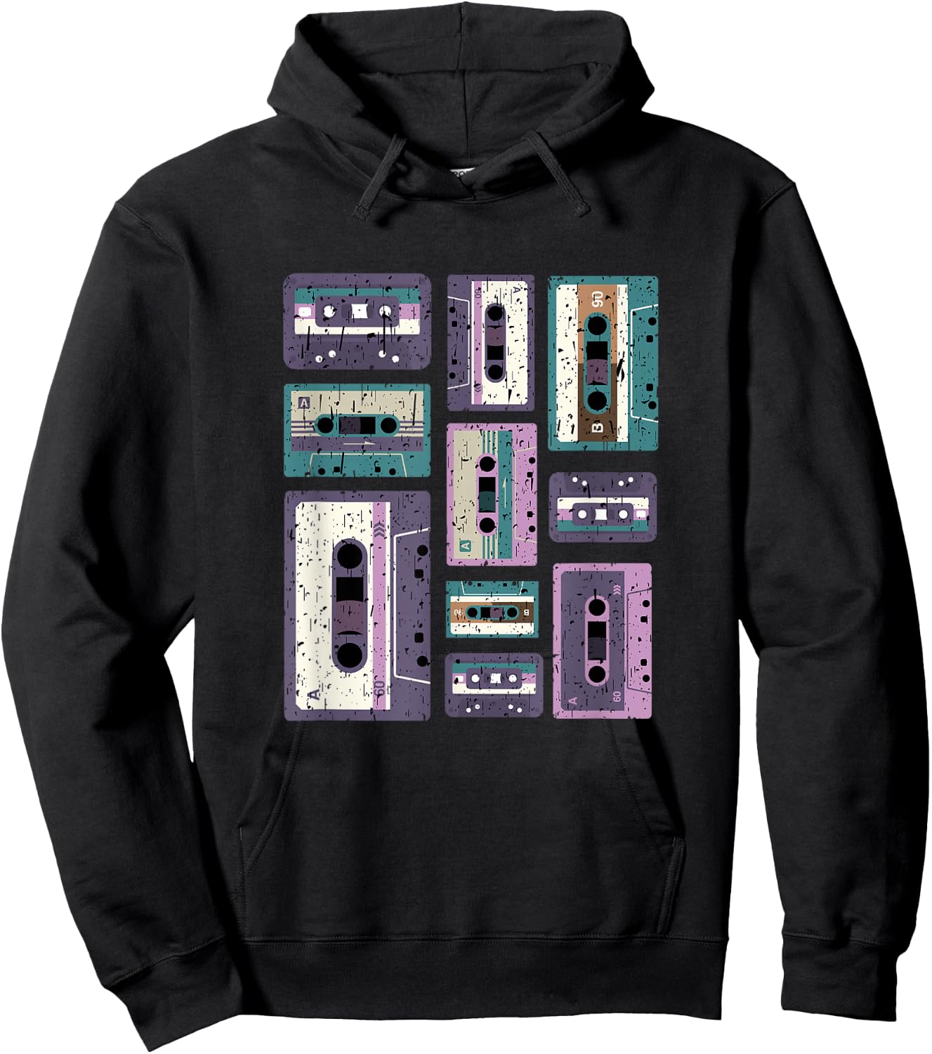 Vintage Cassette Tape Shirt Old School 80s 90s Retro Styled Hoodie - Hoodie | Black