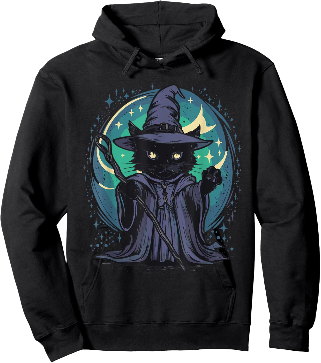 Black Wizard Cat Women Kids Hoodie - Hoodie | Black