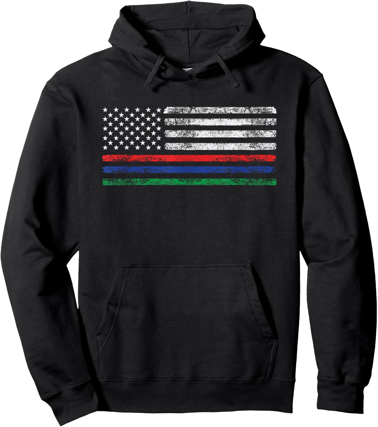 Thin Red Blue Green Line Shirt Support American Flag Clothes Hoodie - Hoodie | Black