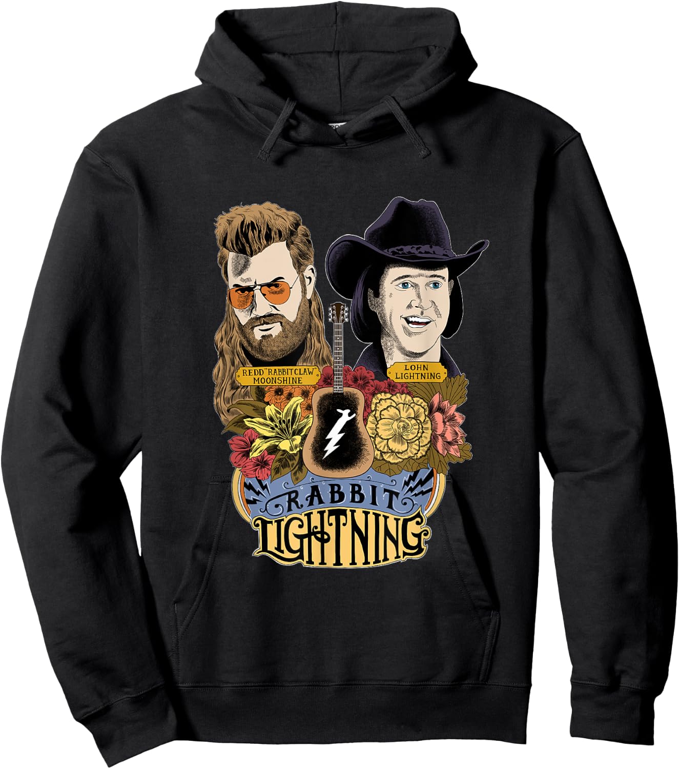 MYTHICAL Rabbit Lightning - Adults - Black - Small - Short Sleeve - Cotton, Polyester - Modern Lightning Print - Novelty Hoodie - Hoodie | Black