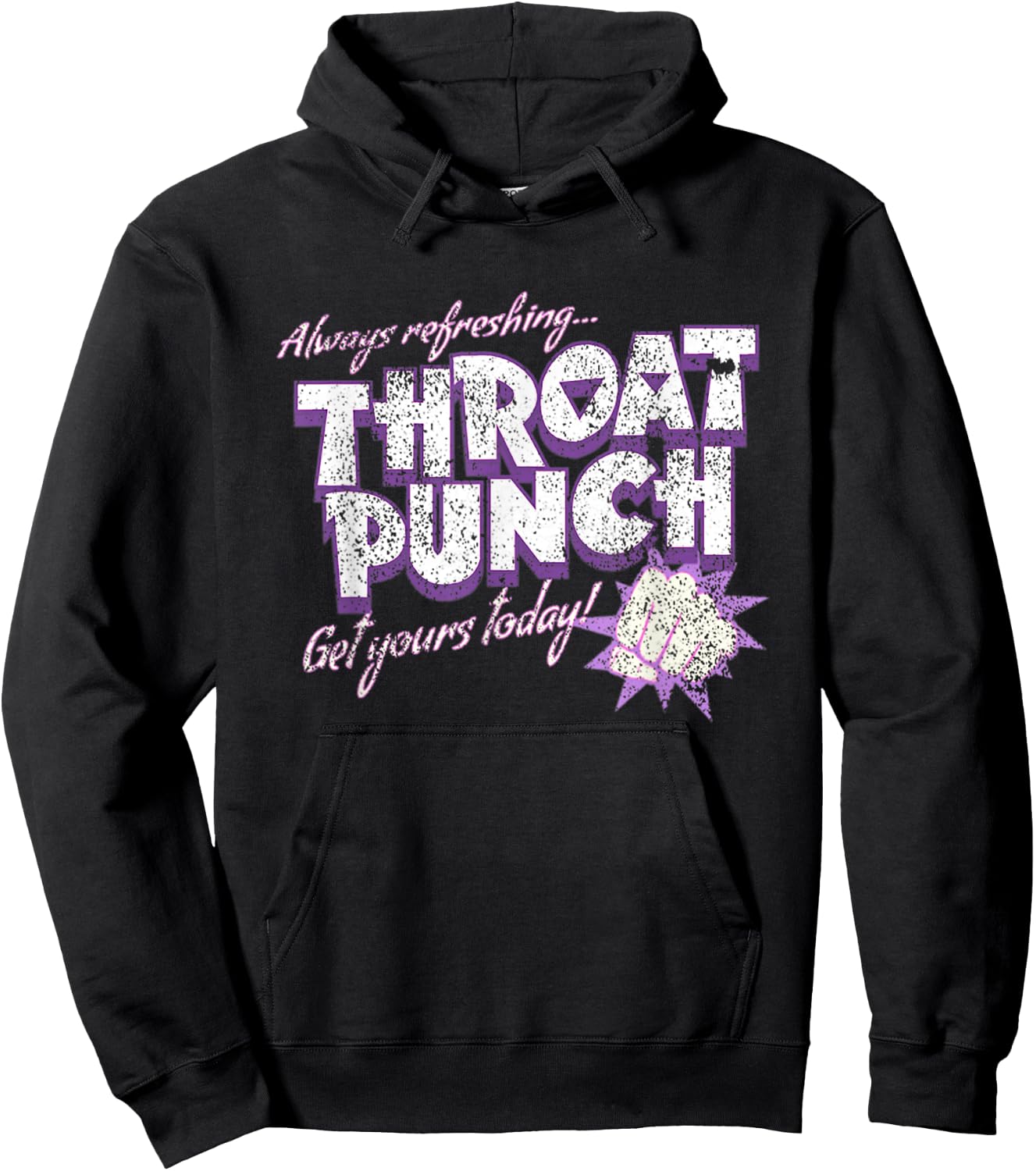 Distressed Refreshing Throat Punch Purple Hoodie - Hoodie | Black
