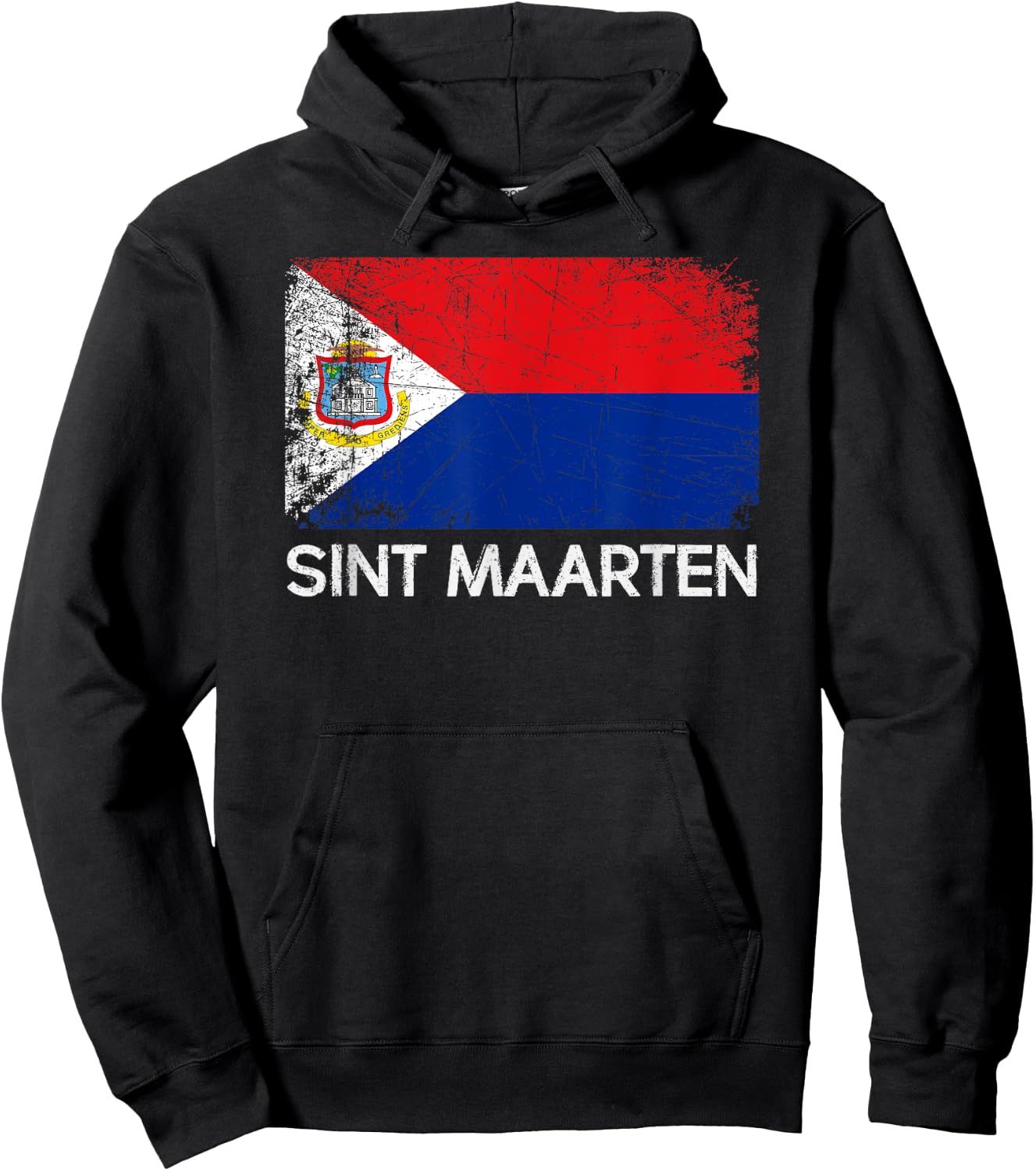 St Maarten Flag | Vintage Made In Sint Maarten Gift Hoodie - Hoodie | Black