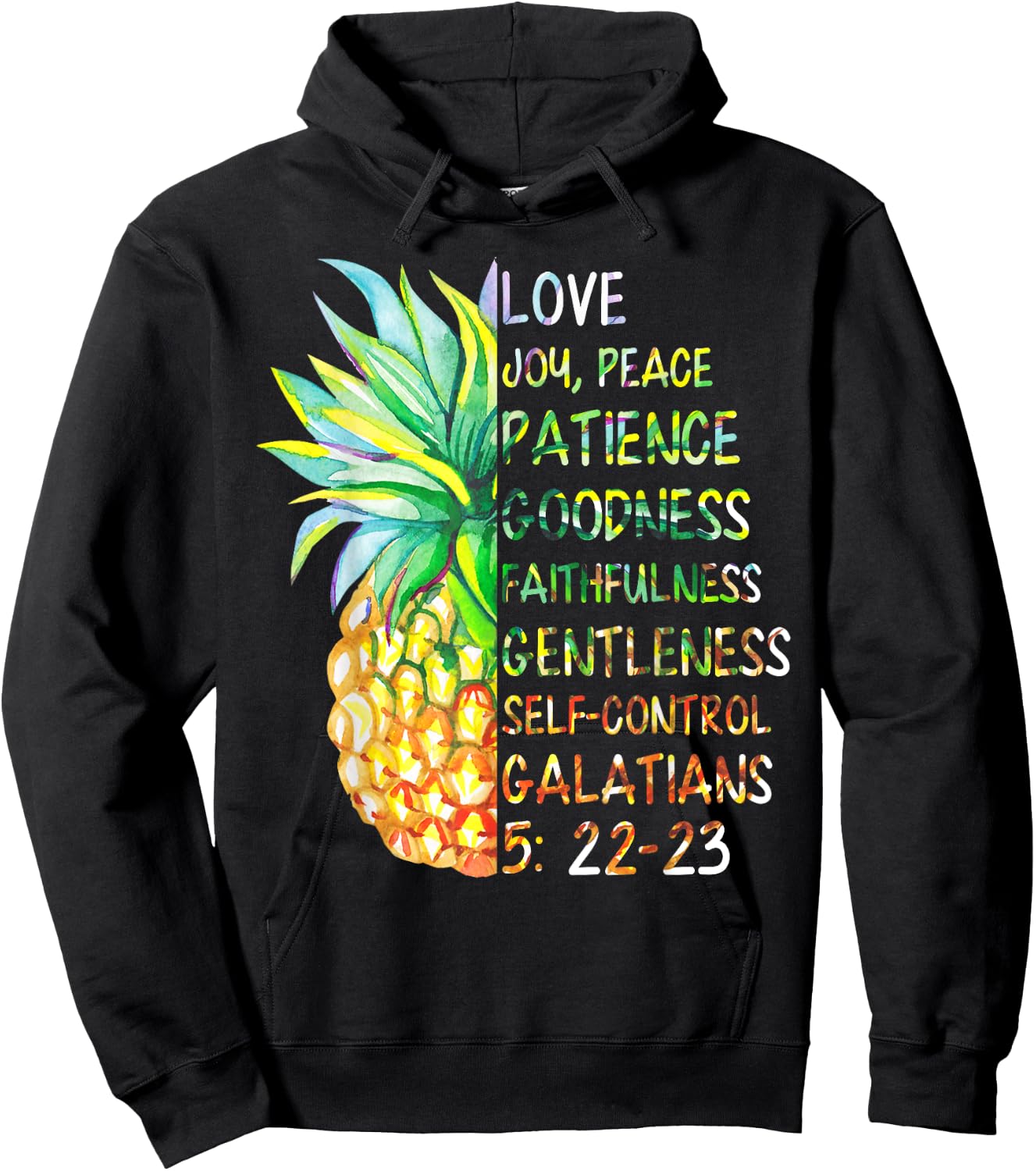 Pineapple Shirt Bible Fruit Of The Spirit Love Joy Peace Hoodie - Hoodie | Black