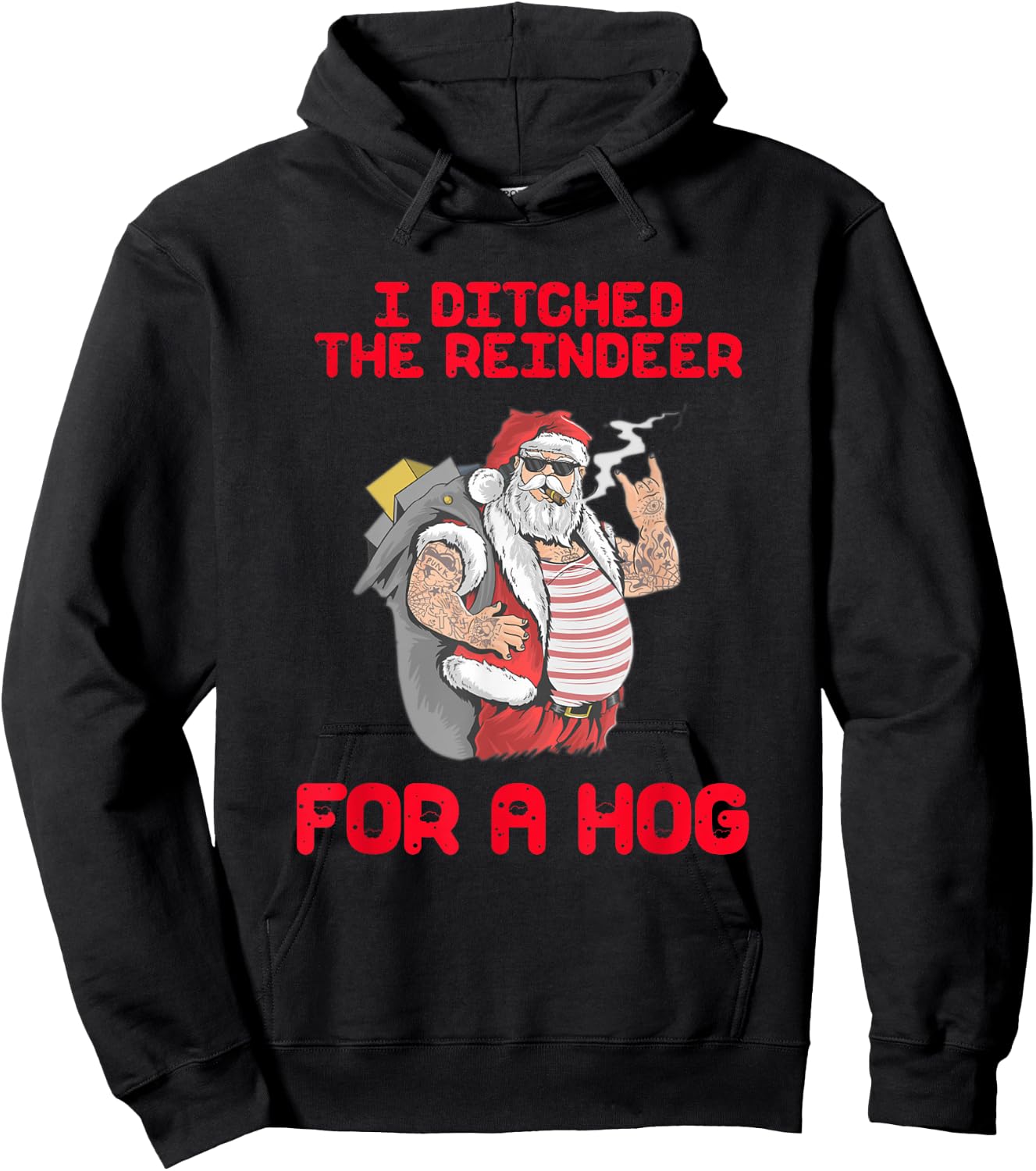 Motorcycle Santa Funny Motorcycle Santa Xmas Biker Gift Hoodie - Hoodie | Black