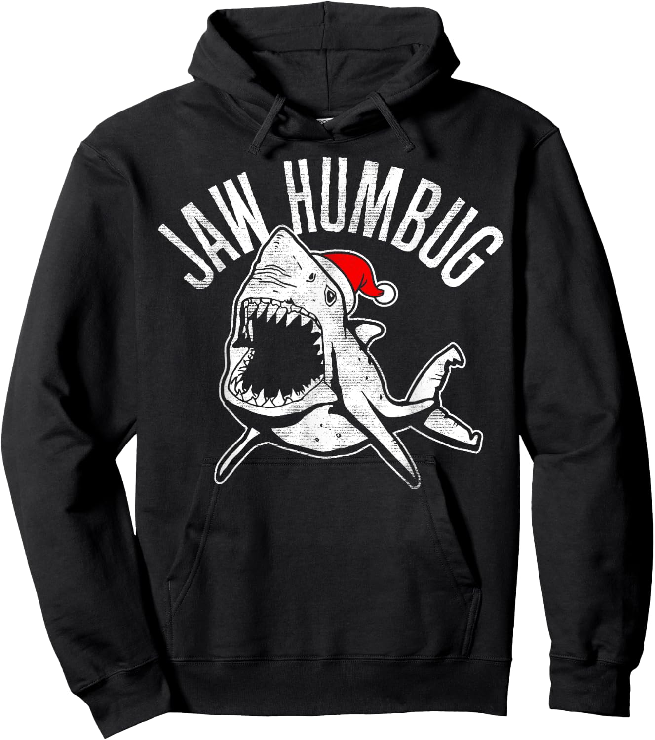 Jaw Humbug Christmas Shark Santa Hat Hoodie - Hoodie | Black
