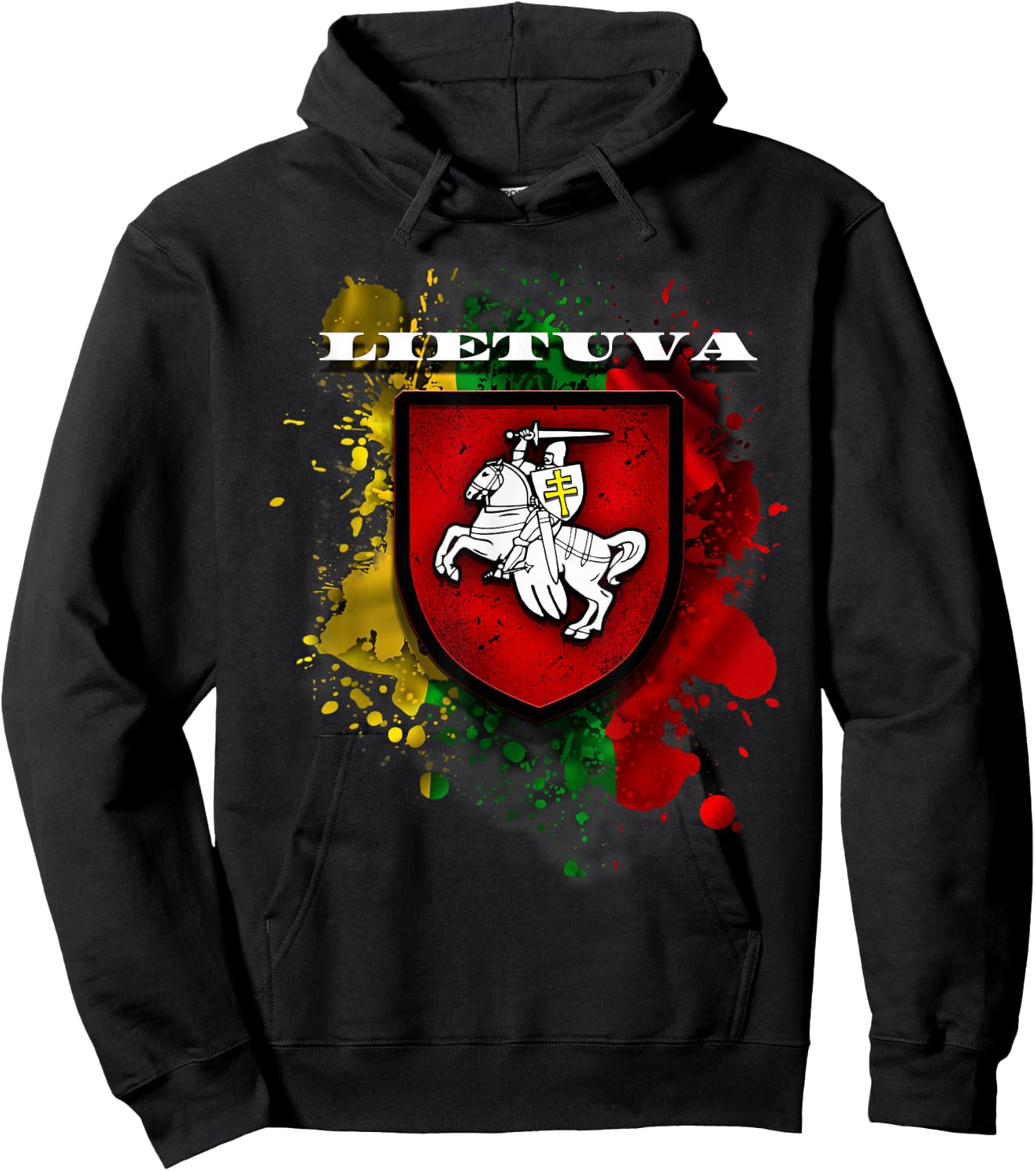 Lithuania Gift National Attributes Flag And Vytis Hoodie - Hoodie | Black