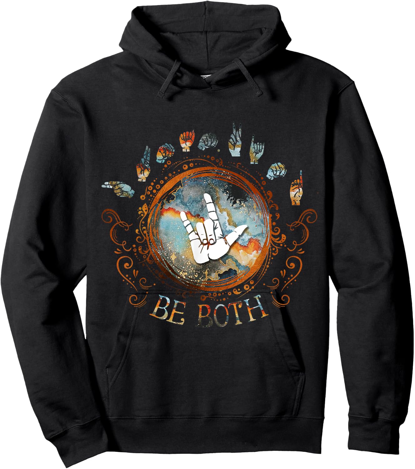 Human Kind Be Both ASL - Sign Language Gift Hoodie - Hoodie | Black