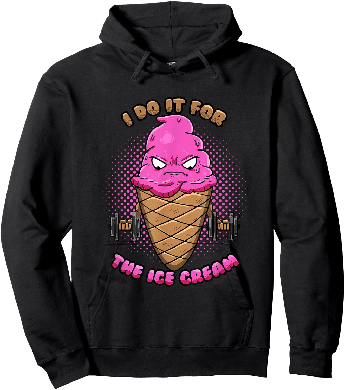 Strawberry Ice Cream Workout Funny Gym Fitness Gift Hoodie - Hoodie | Black