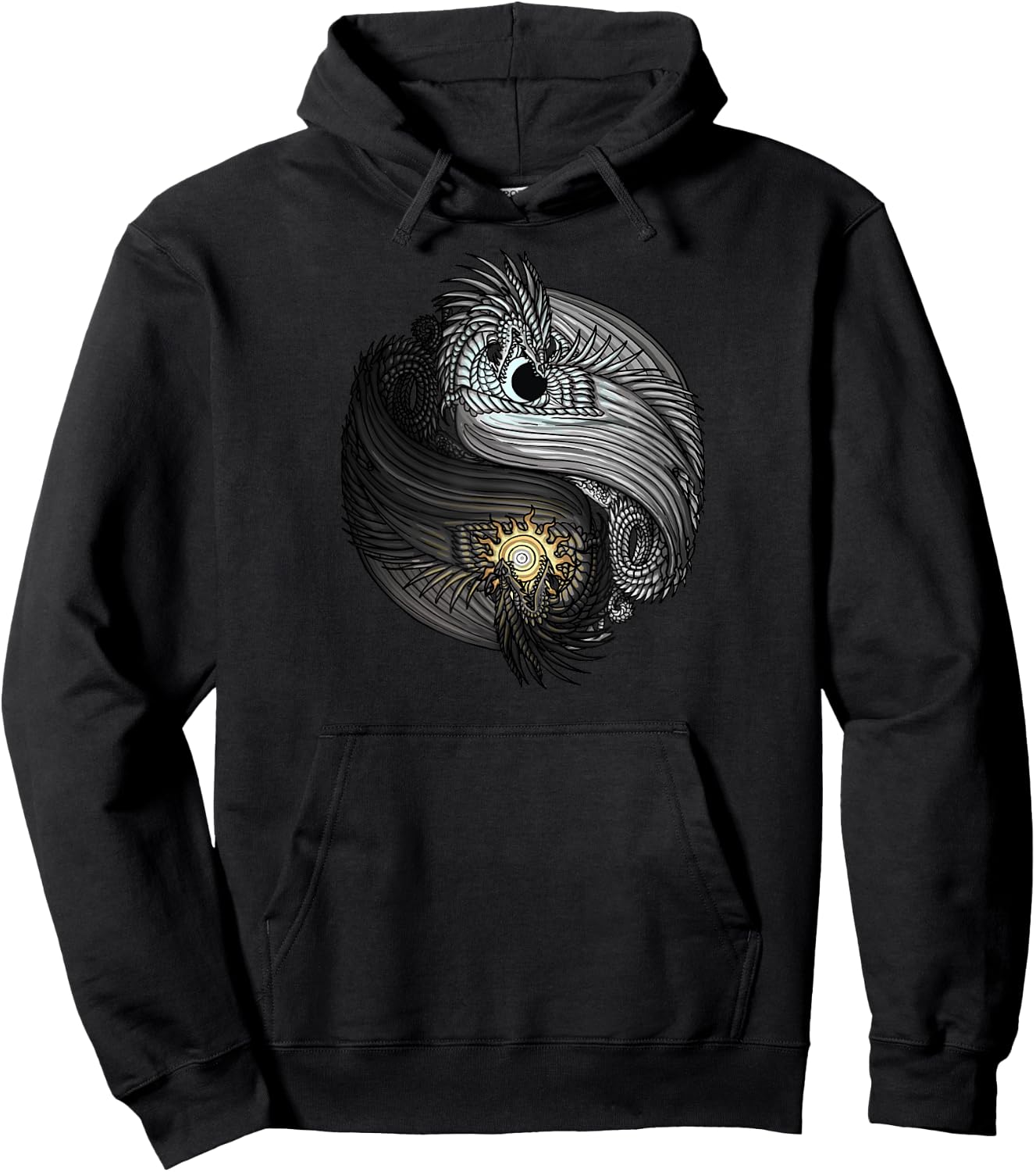 The Dreaming Dragon Sun and Moon Yin Yang Dragons Hoodie - Hoodie | Black