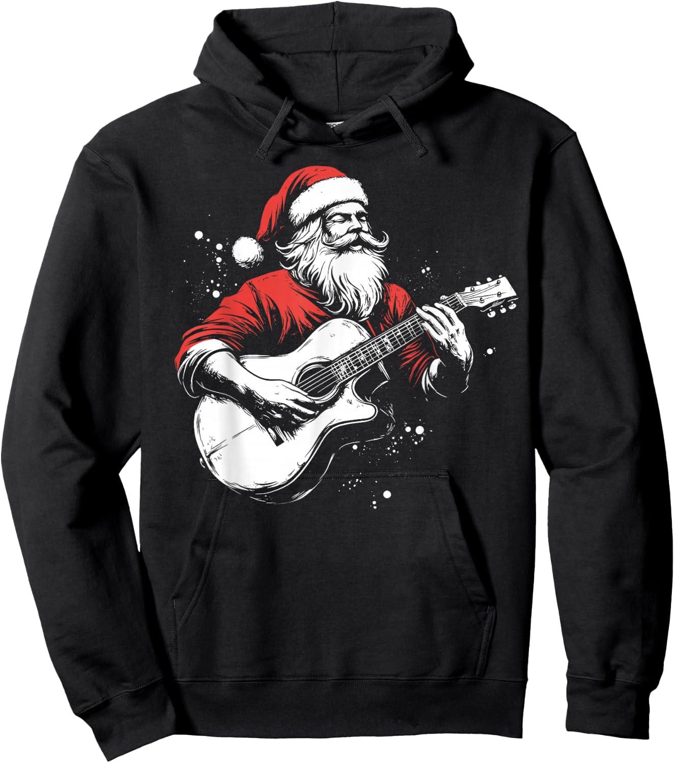 Santa Playing Guitar Christmas Musician Guitarist Funny Hoodie - Hoodie | Black