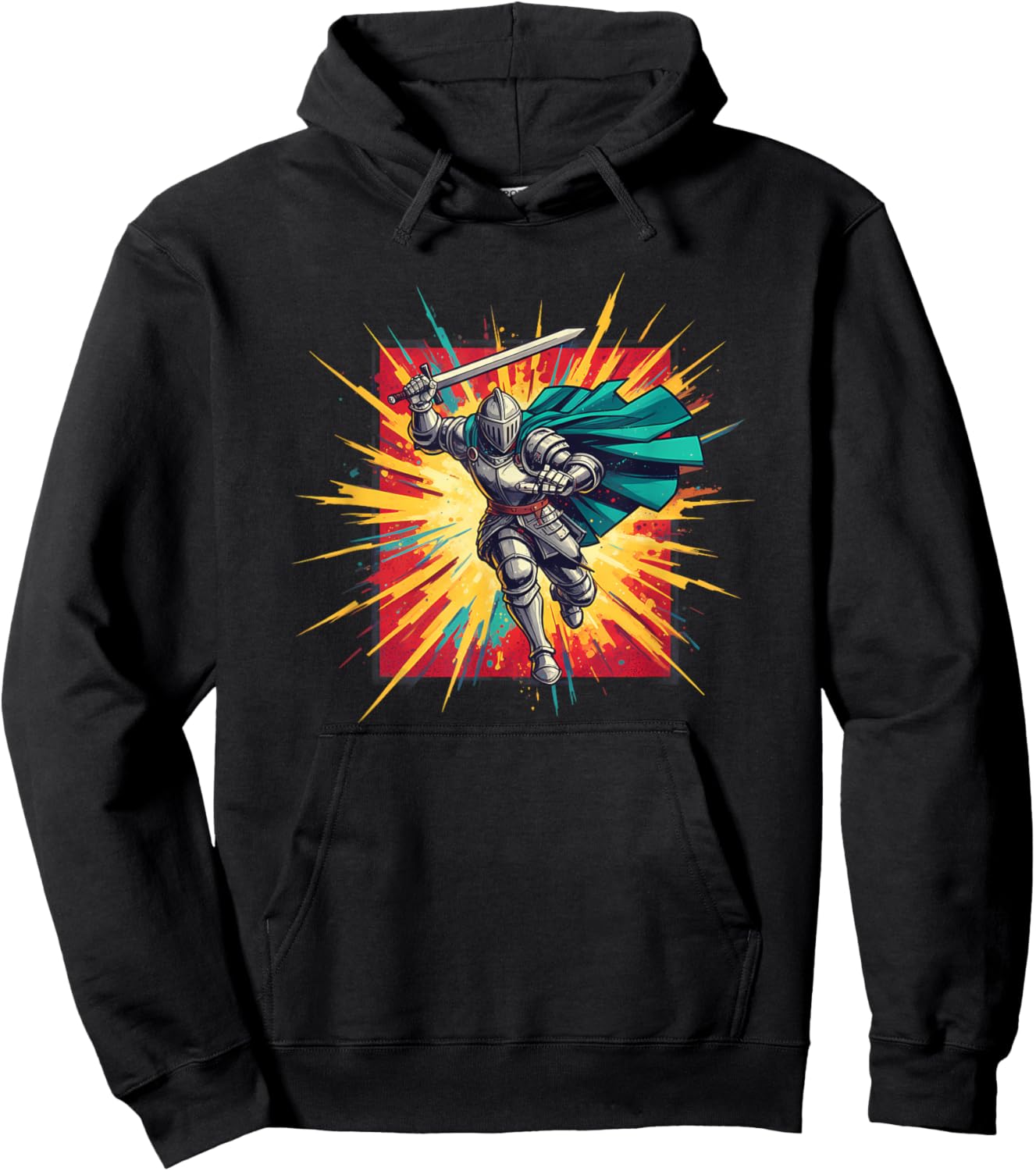 Retro Medieval Knight Armor Halloween Hoodie - Hoodie | Black
