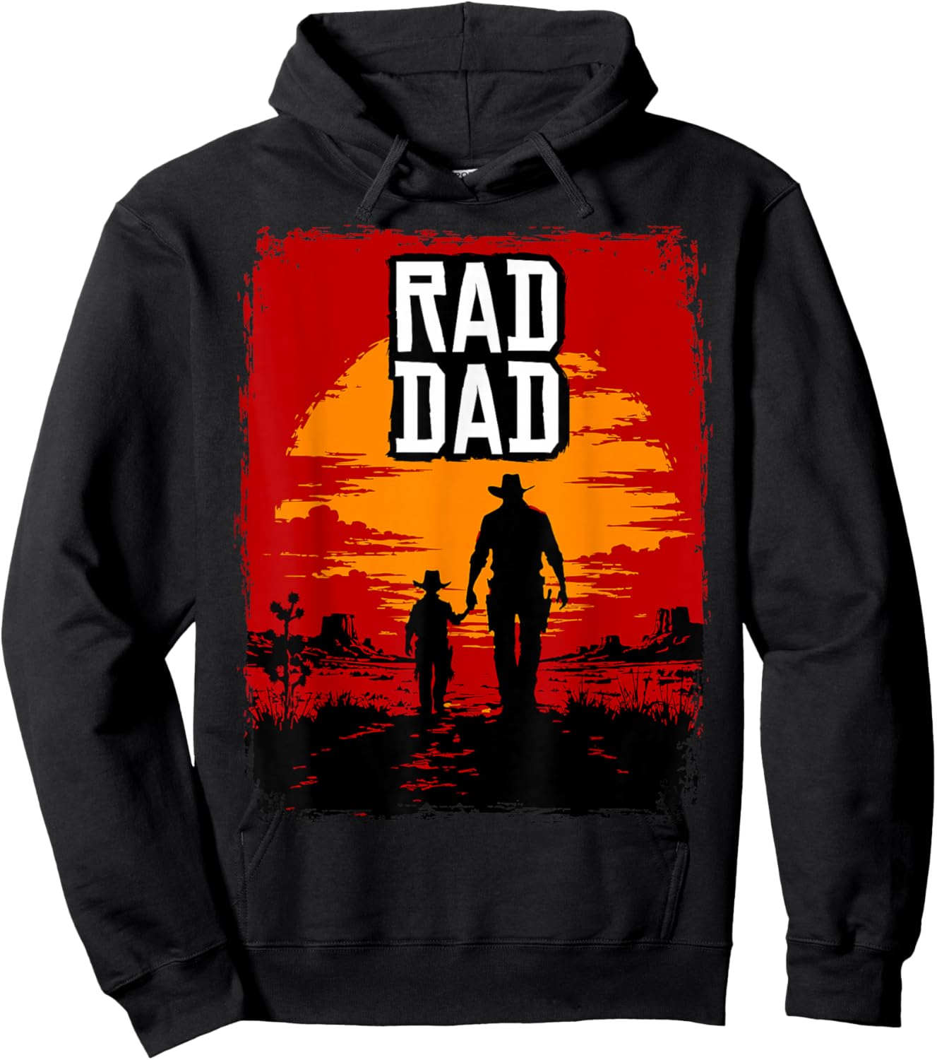 Rad Dad Father and Son Western Sunset Graphic Hoodie - Hoodie | Black