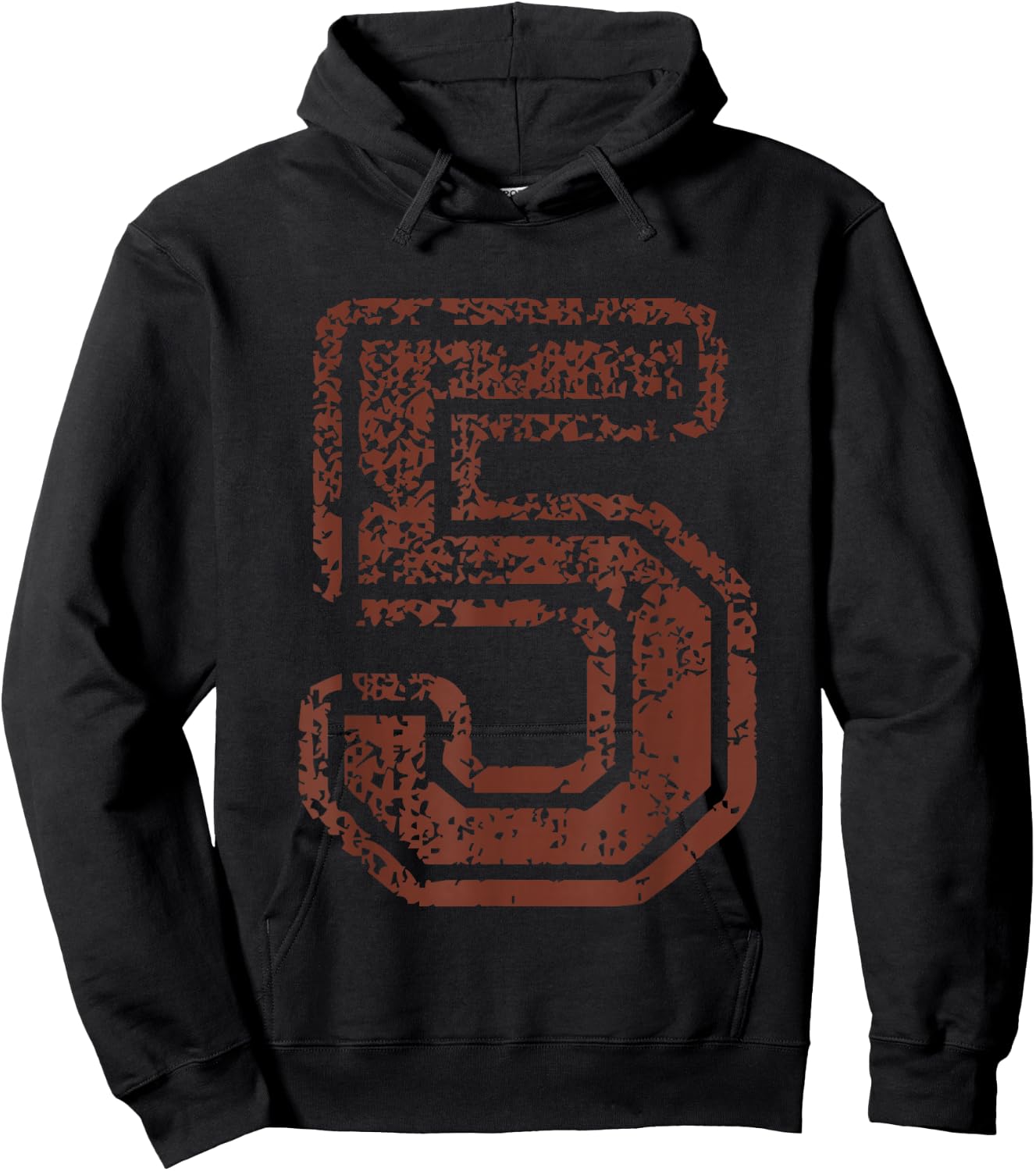 Big Maroon Color Number 5 Five Grunge Distressed Design Hoodie - Hoodie | Black