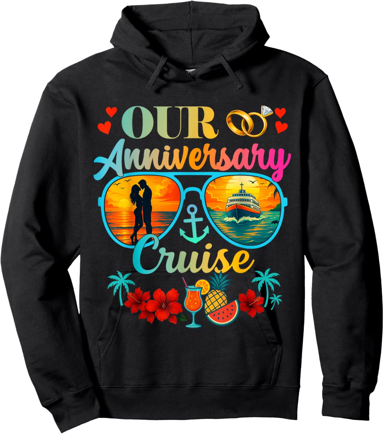 Cruise Ship Couples Married Wedding Anniversary Hoodie - Hoodie | Black