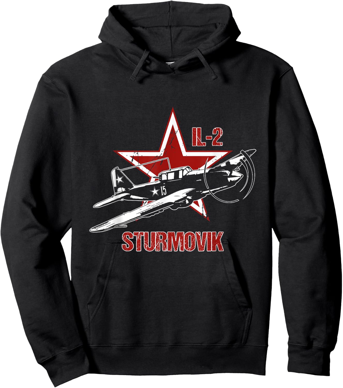 Ilyushin IL2 Sturmovik Russian Star Warbird Aircraft WW2 Red Hoodie - Hoodie | Black