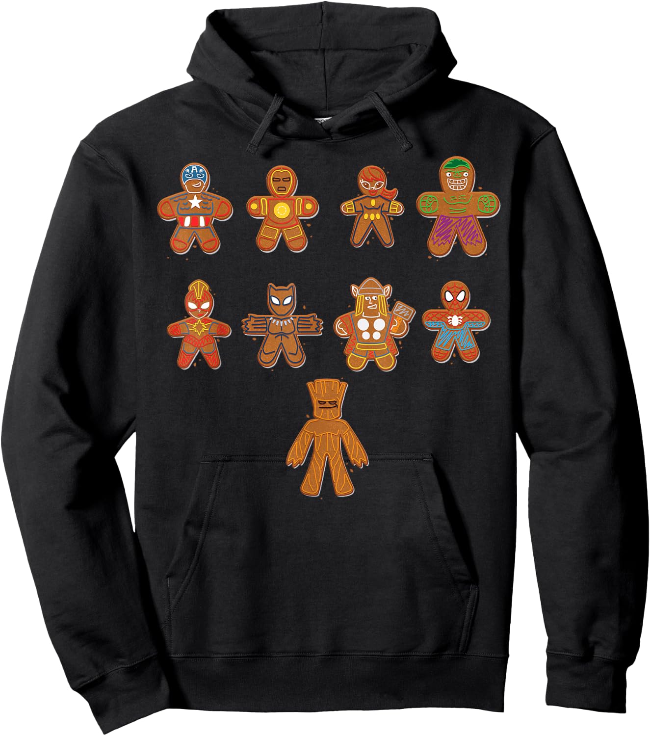 Marvel Avengers Gingerbread Cookie Line Up Hoodie - Hoodie | Black