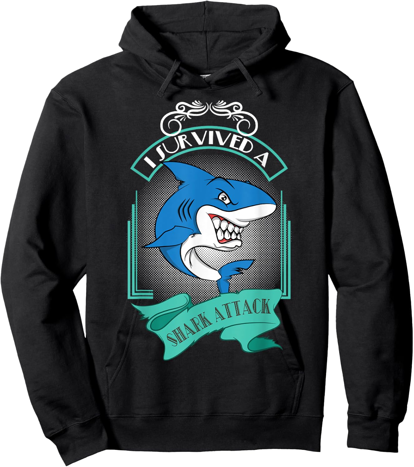 Shark Design - I Survived A Sharks Attack Hoodie - Hoodie | Black