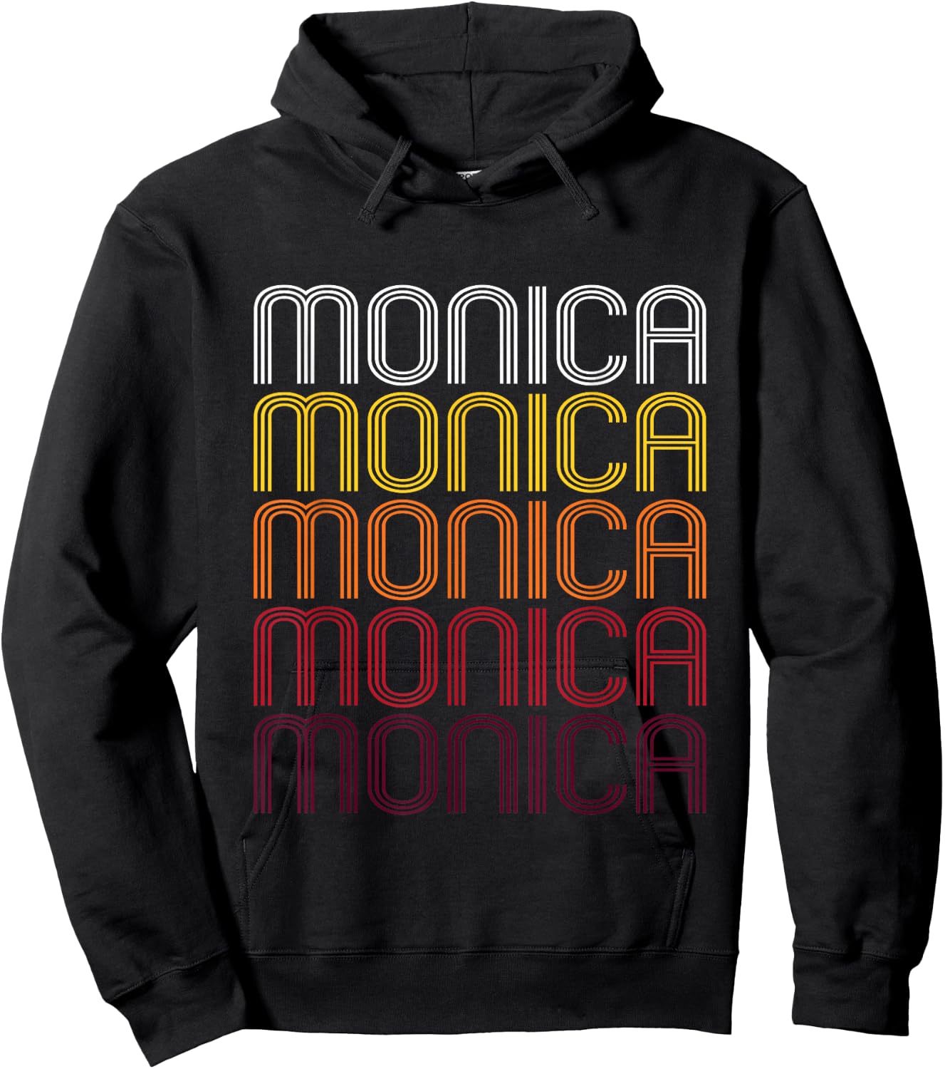 Monica Retro Wordmark Pattern - Vintage Style Hoodie - Hoodie | Black