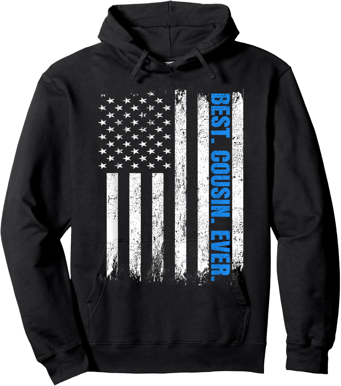 Best Cousin Ever USA Flag Fathers Day Police Blue Line Kids Men Hoodie - Hoodie | Black