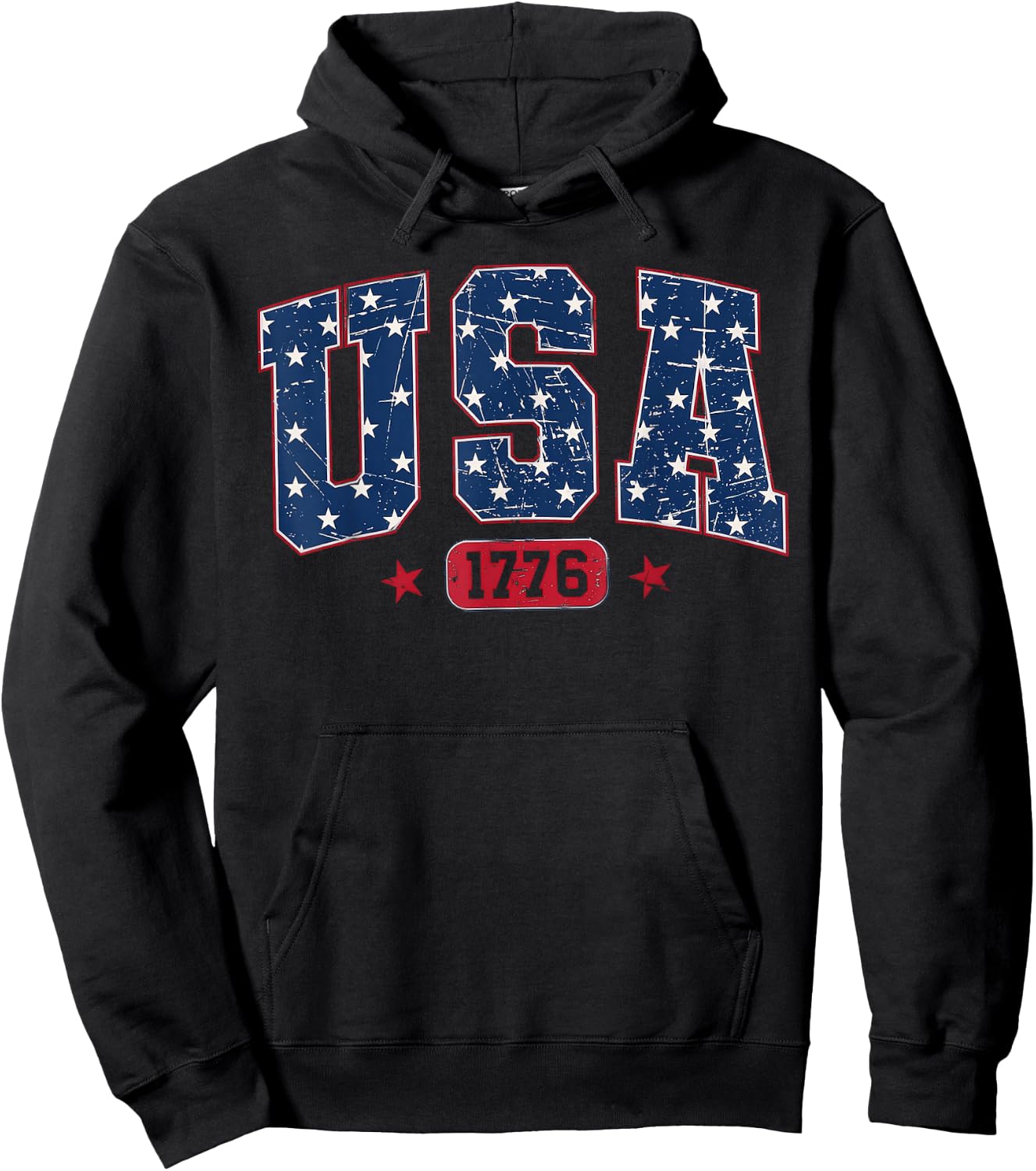 Vintage USA, Retro American Flag 4th of July Hoodie - Hoodie | Black