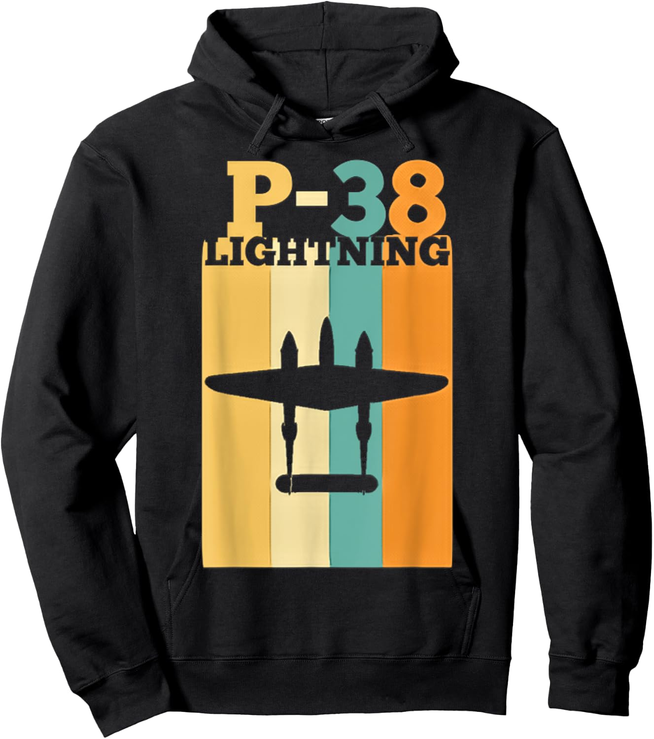 Vintage Warbird P-38 Lightning Fighter Airplane Hoodie - Hoodie | Black