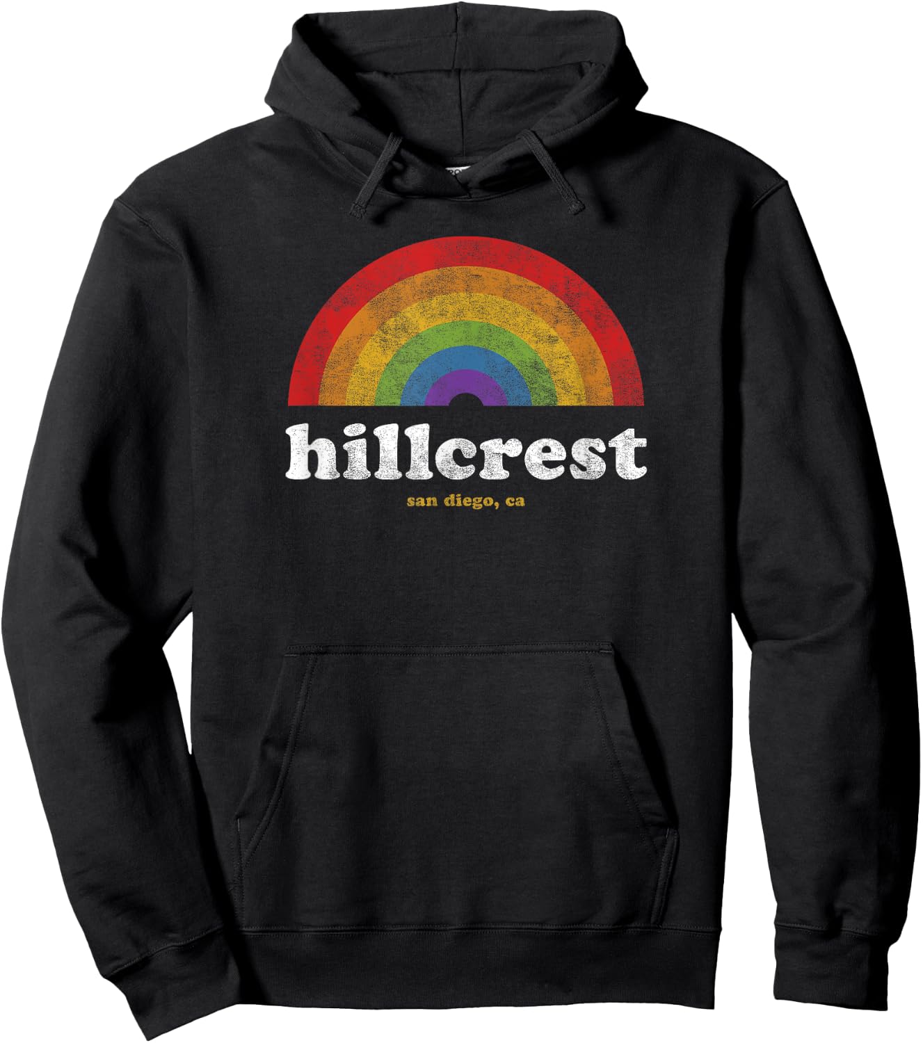 Gay Pride Shirt Hillcrest San Diego California Retro Vintage Hoodie - Hoodie | Black