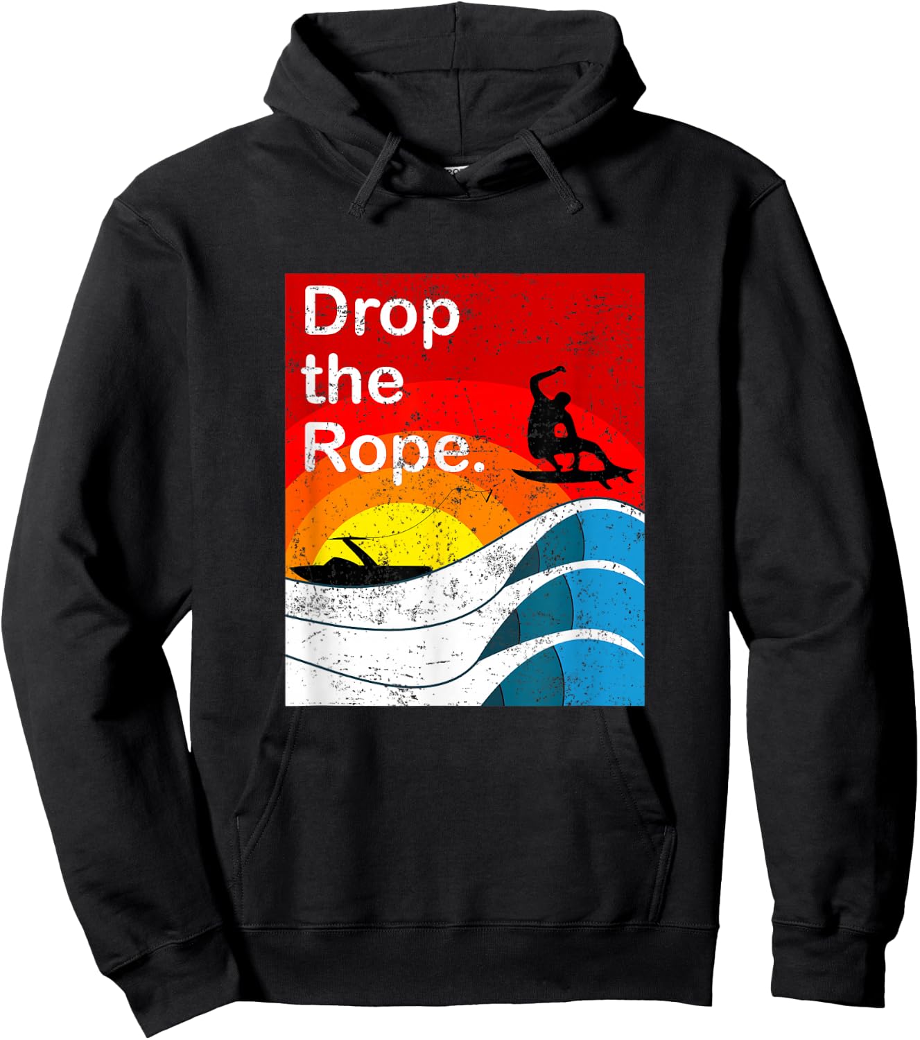 Drop the Rope Wakesurfing Wakesurf Vintage Wake Surf Hoodie - Hoodie | Black