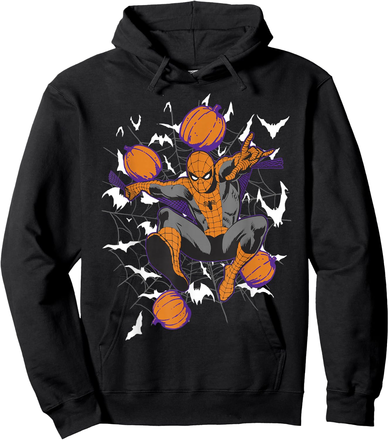 Marvel Spider-Man Web & Pumpkins Halloween Hoodie - Hoodie | Black