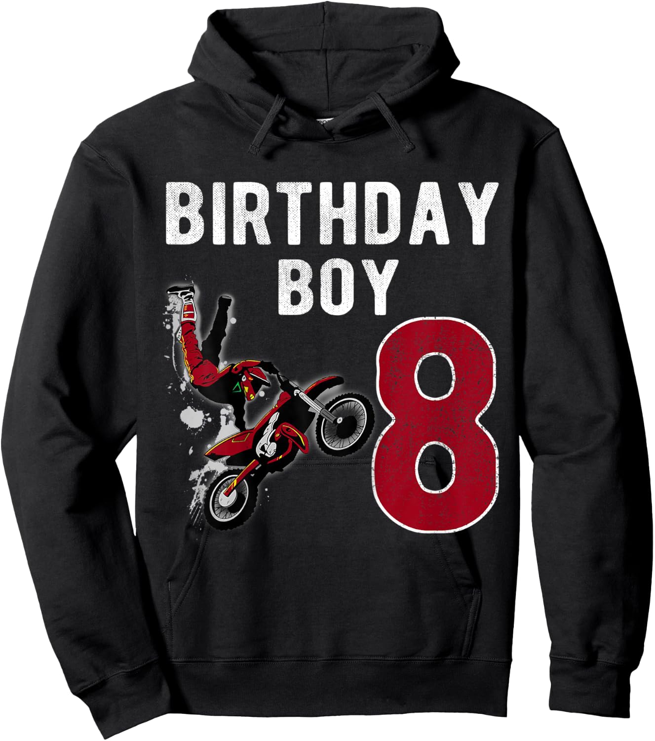 Kids Dirt Bike 8 Years Old Gift Kids Birthday Boy Happy Hoodie - Hoodie | Black