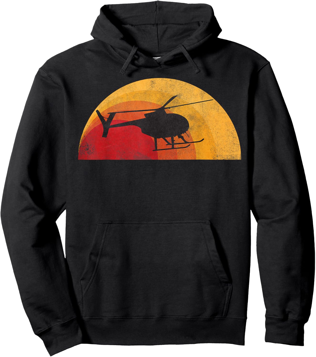Helicopter Silhouette MD 500 Sunset Pilot Hoodie - Hoodie | Black