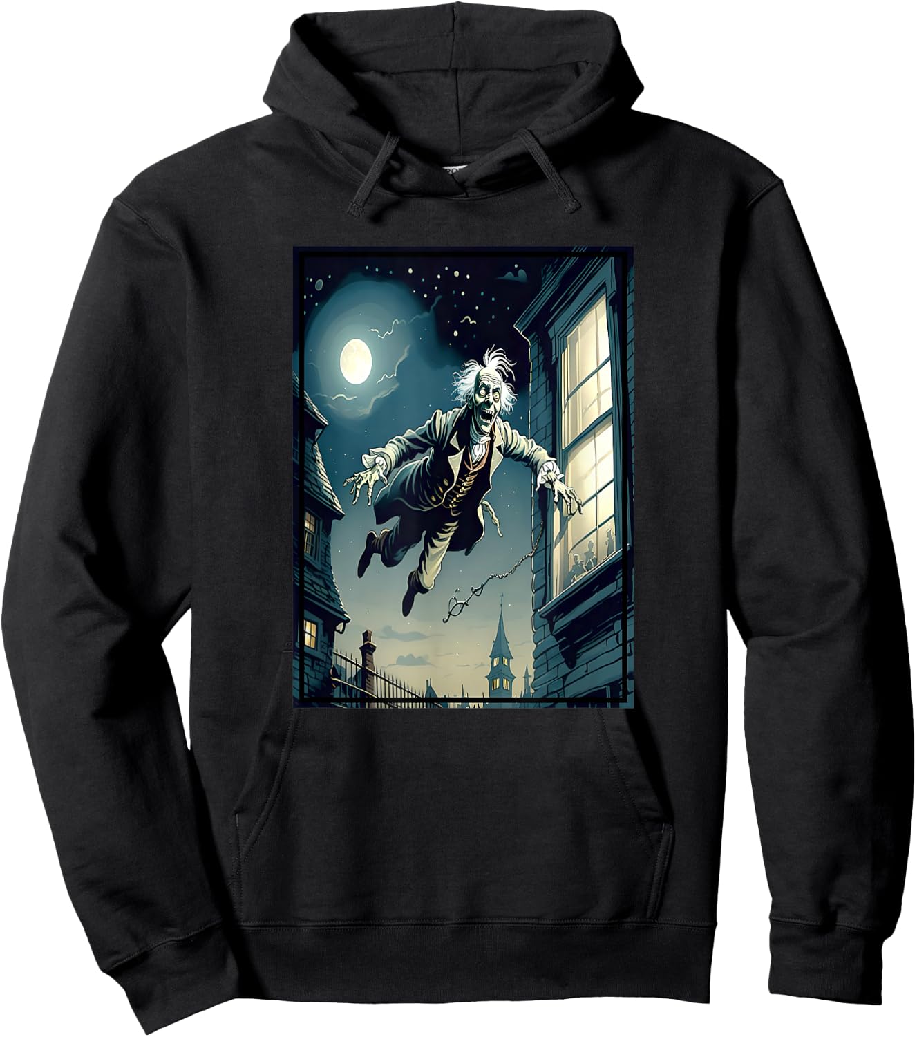 Jacob Marley The Ghost Flying Out The Window Hoodie - Hoodie | Black