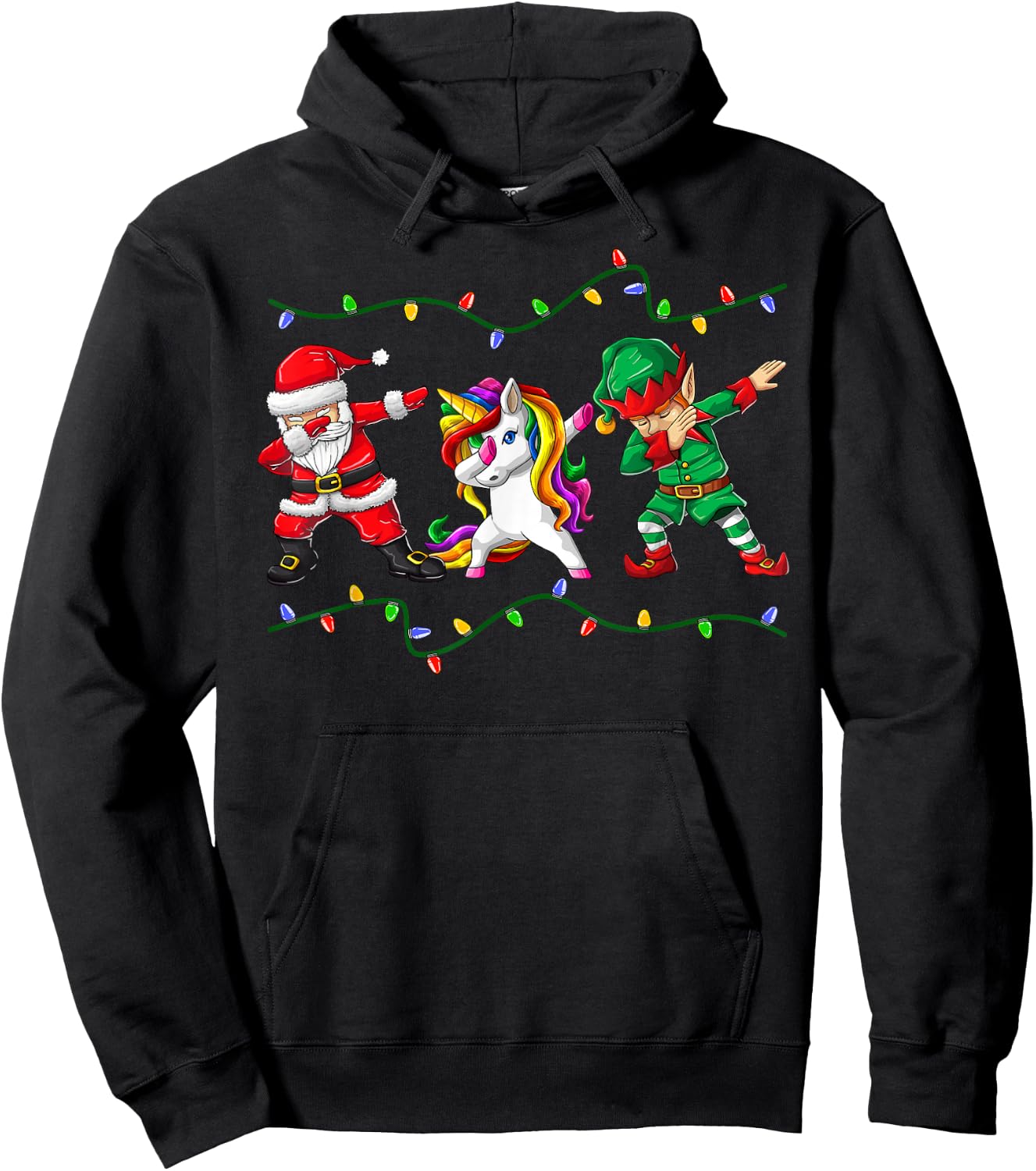 Dabbing Santa Elf Unicorn Christmas Kids Boys Men Xmas Gifts Hoodie - Hoodie | Black