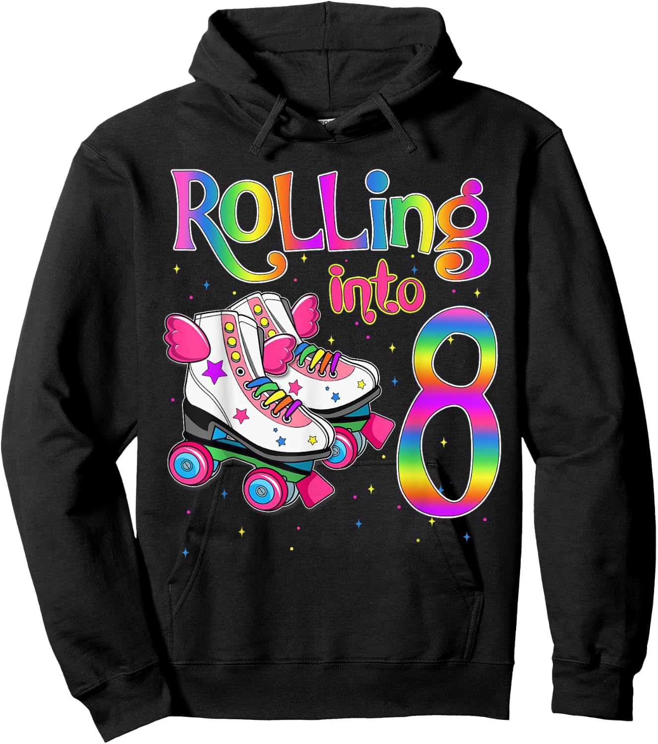 Rolling Into 8 years Let's Roll I'm Turning 8 Roller Skate Hoodie - Hoodie | Black