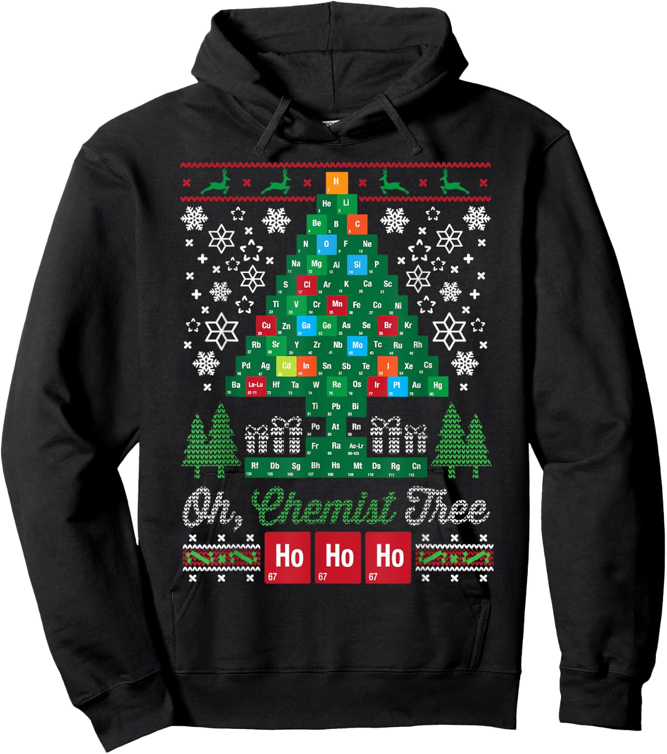 Oh Chemist Tree Merry Christmas Ugly Chemistry Hoodie - Hoodie | Black