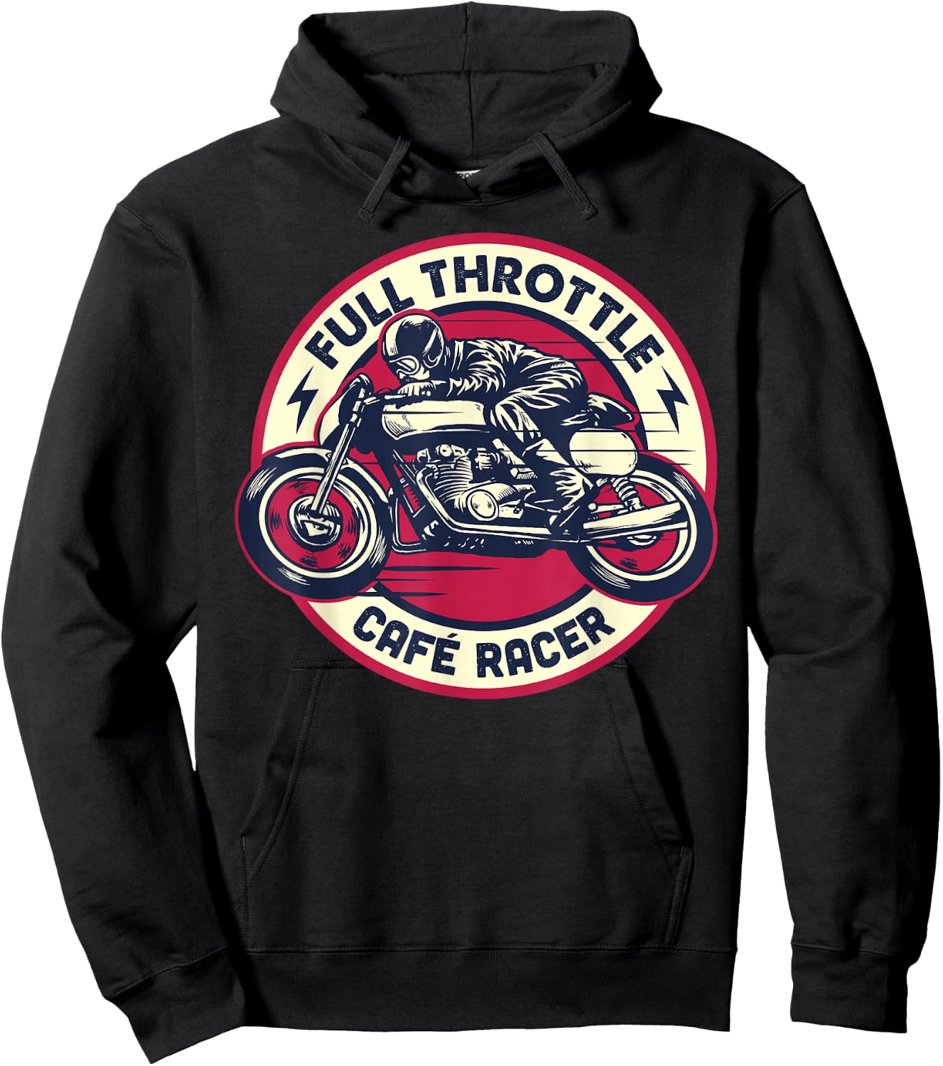 Cafe Racer - Full-Throttle - Vintage Motorcycle Hoodie - Hoodie | Black