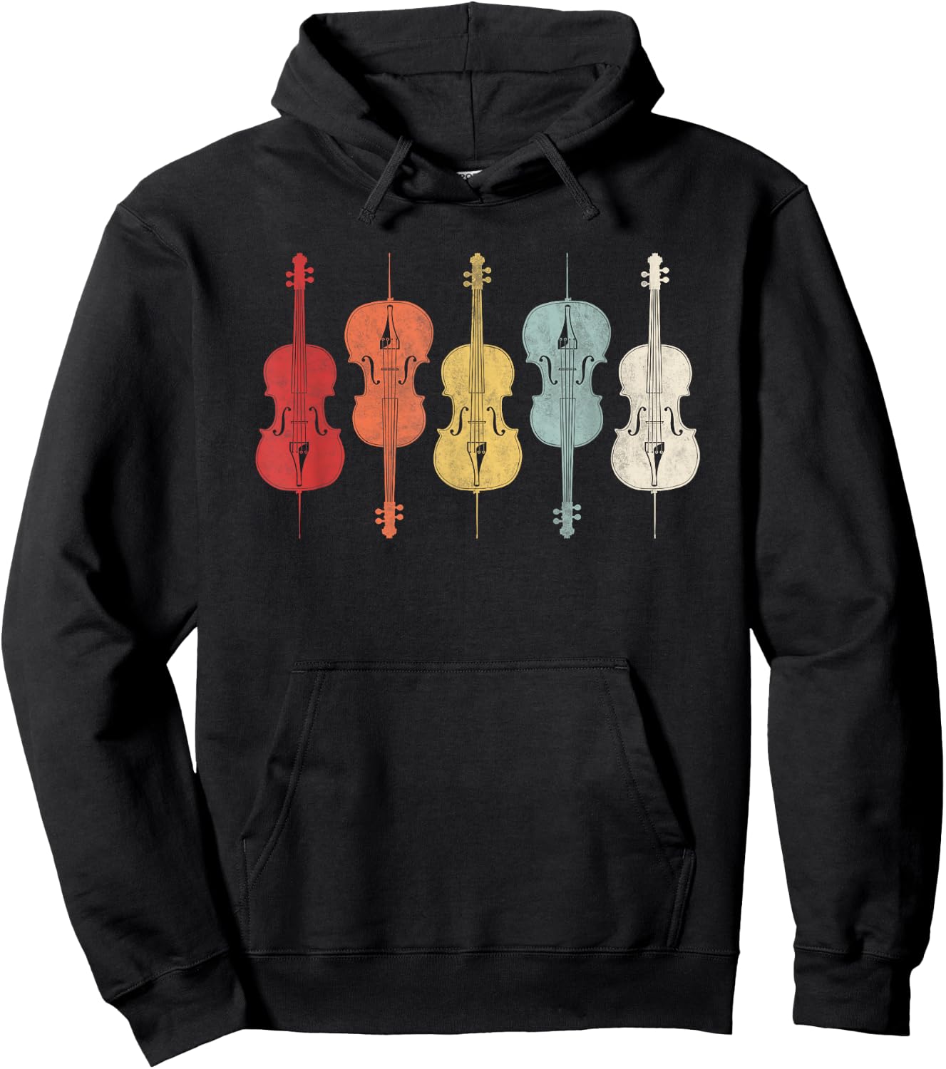 Vintage Retro 70s Orchestra Shirt For Cello Player Hoodie - Hoodie | Black