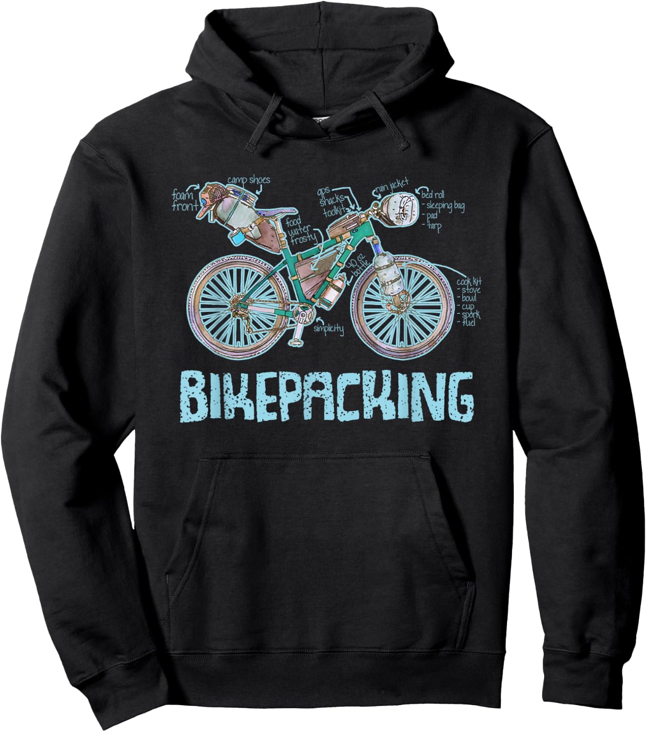 Bikepacking Gear Shirt Hoodie - Hoodie | Black